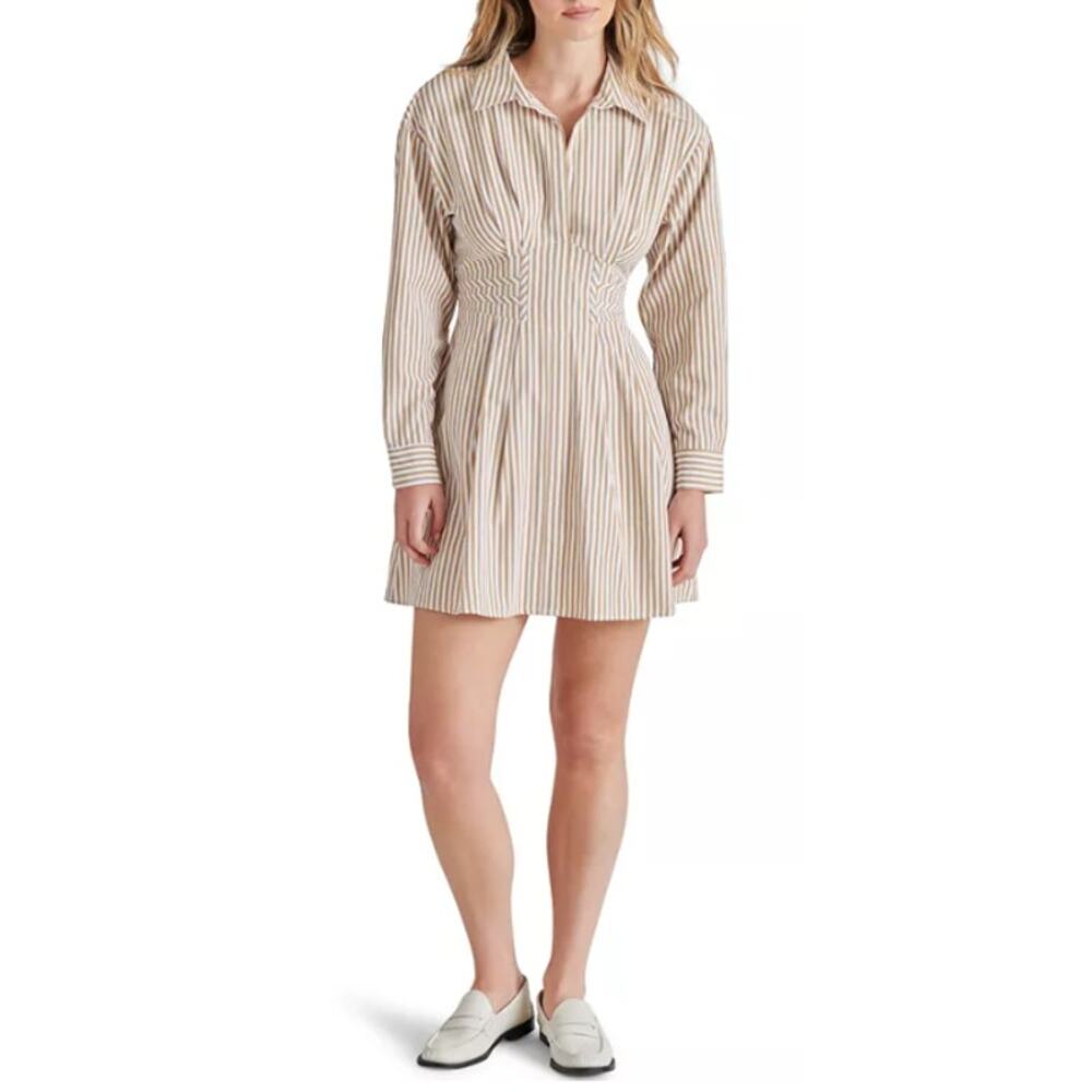 Steve Madden Women's Aria Striped Mini Shirt Dress Size S